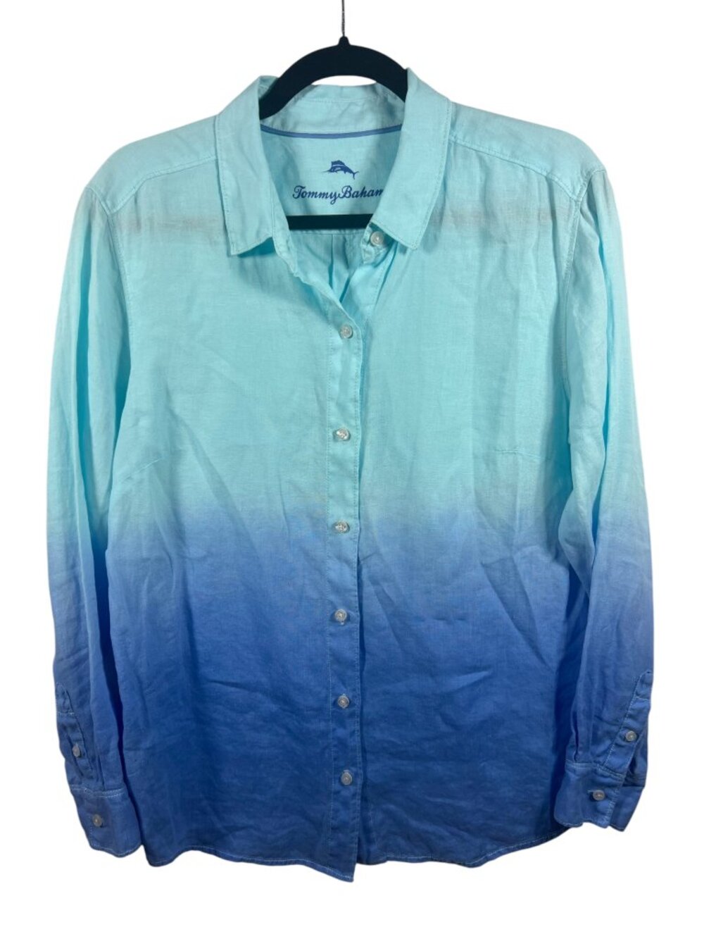 Tommy Bahama Top Womens Medium Linen Button Down Lightweight Beach Nautical